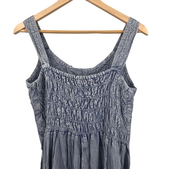 Coline Women's XL Floral Smocked Bohemion Maxi Dress Sleeveless Blue‎ Casual - Picture 6 of 7